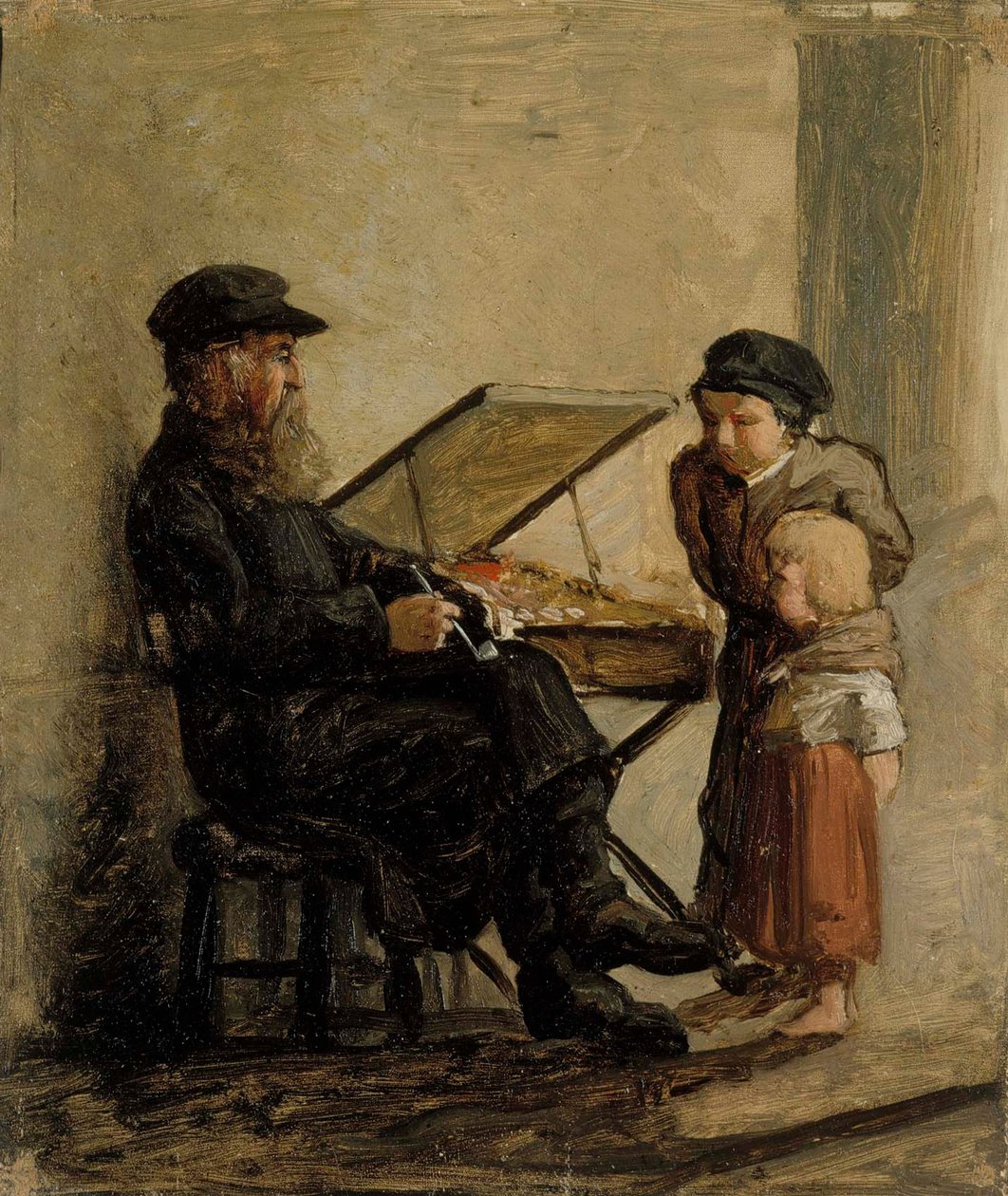 Um vendedor russo de bolos no mercado do porto sul de Helsínquia, esboço de Albert Edelfelt