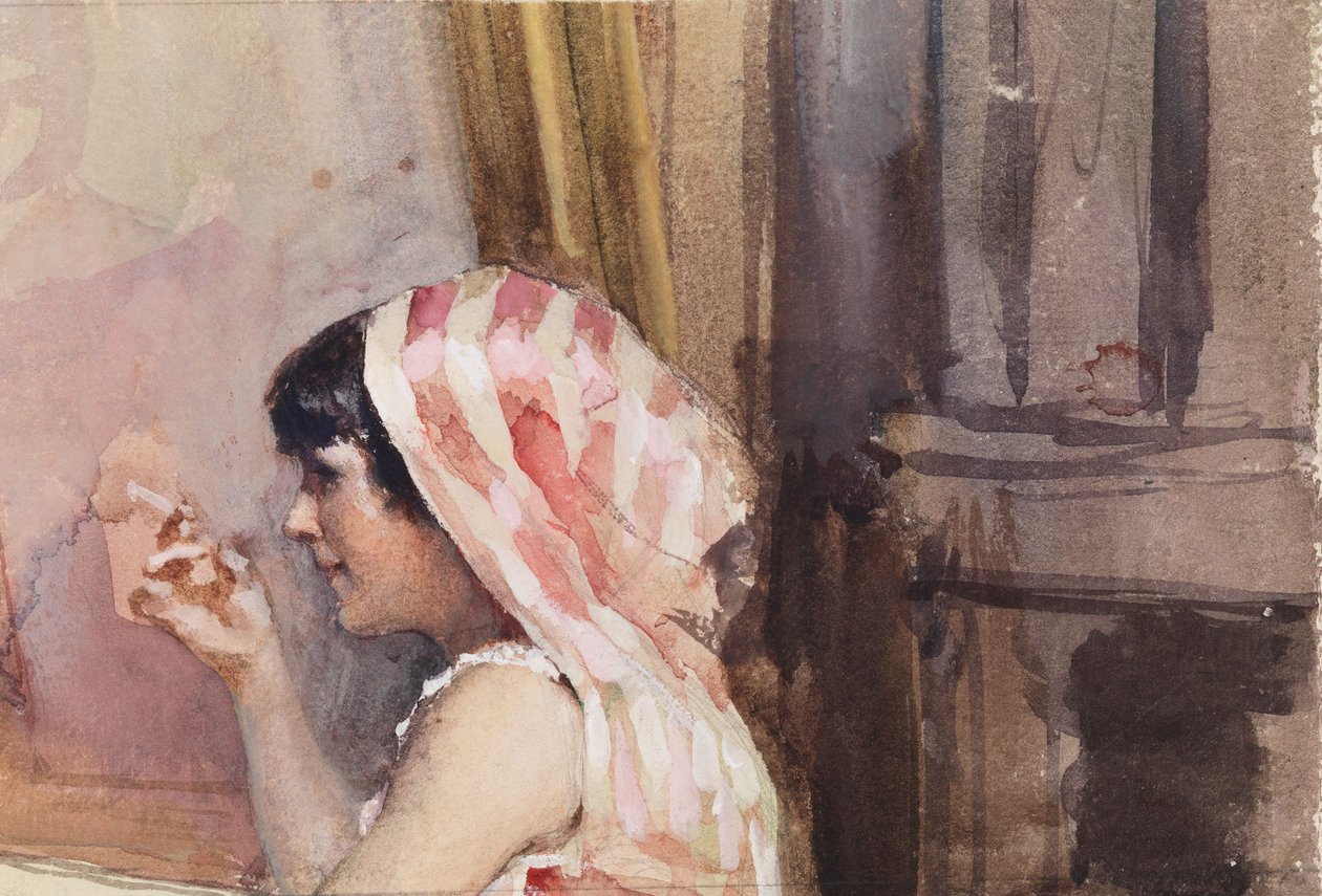 Uma rapariga a fumar, estudo de Espanha de Albert Edelfelt