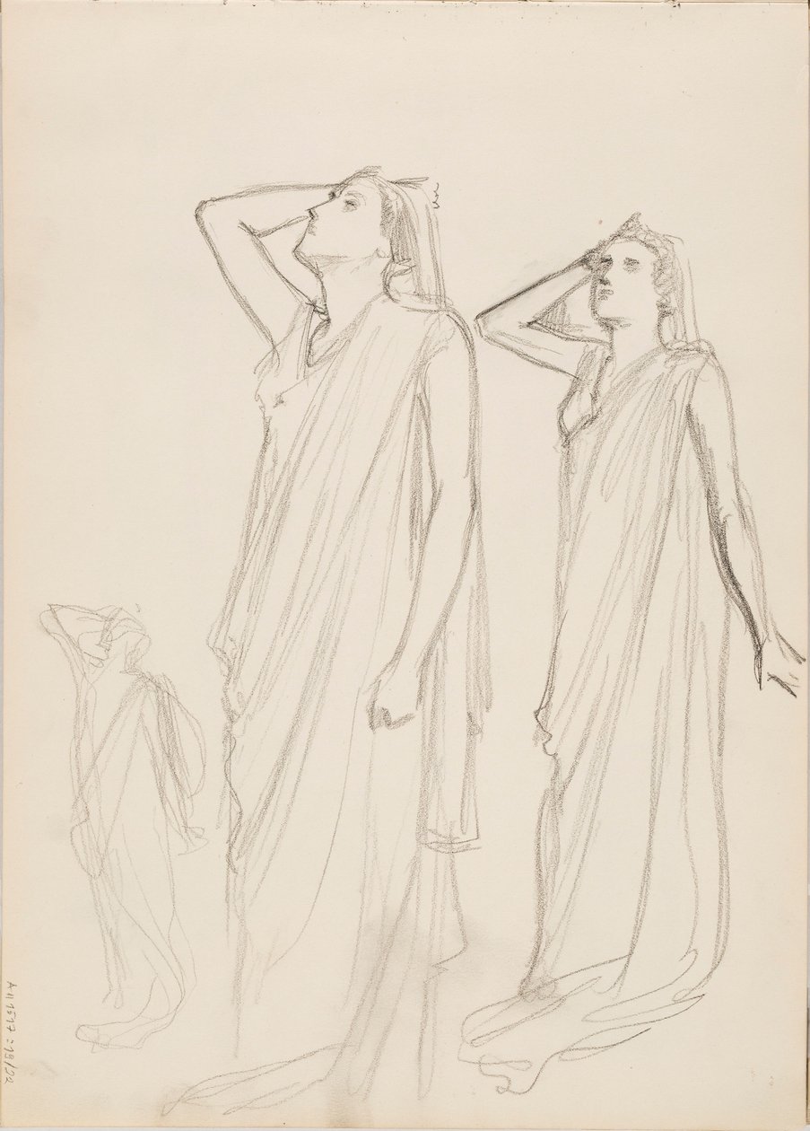 Aino Ackté como Alcestis, três esboços de Albert Edelfelt