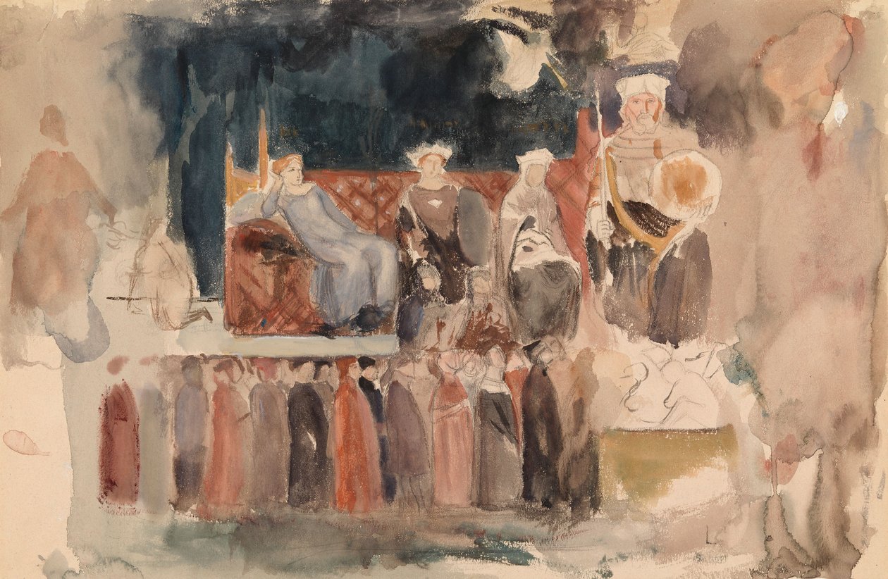 Alegoria do Bom Governo, esboço do fresco de Ambrogio Lorenzetti no Palazzo Pubblico, Siena de Albert Edelfelt