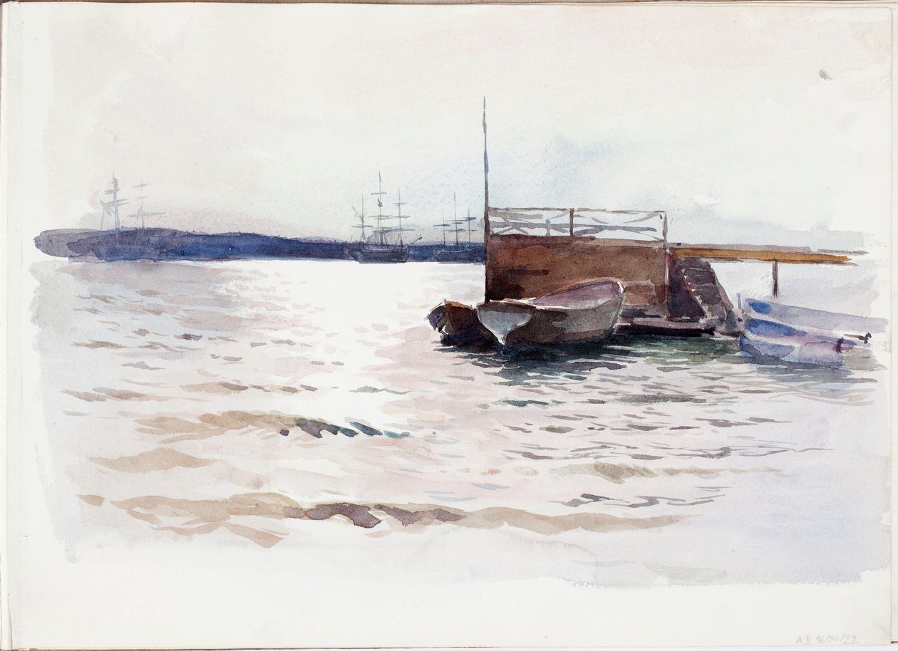 Barcos no cais de Albert Edelfelt