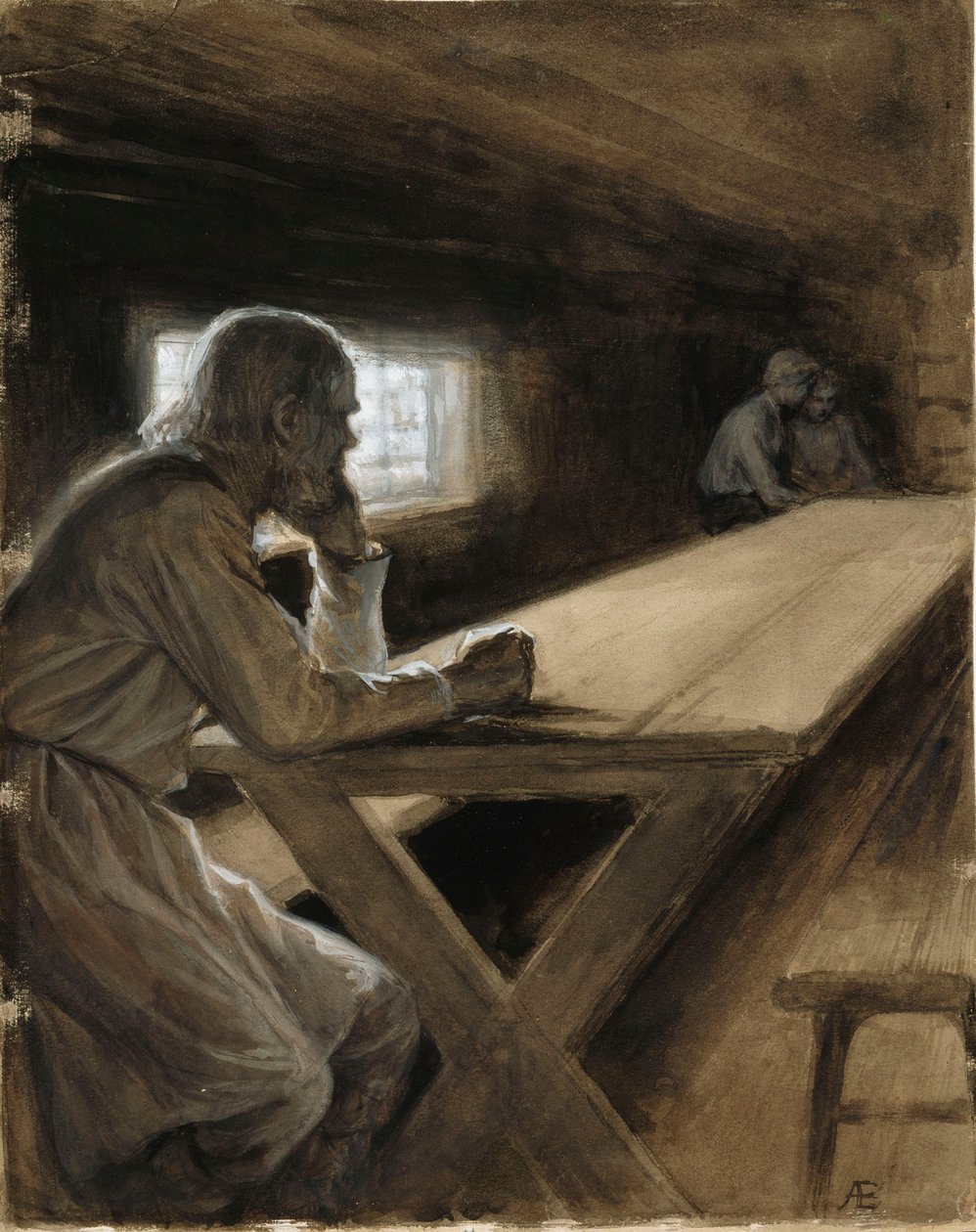 Interior da cabana, do poema «O Irmão da Nuvem» de Albert Edelfelt