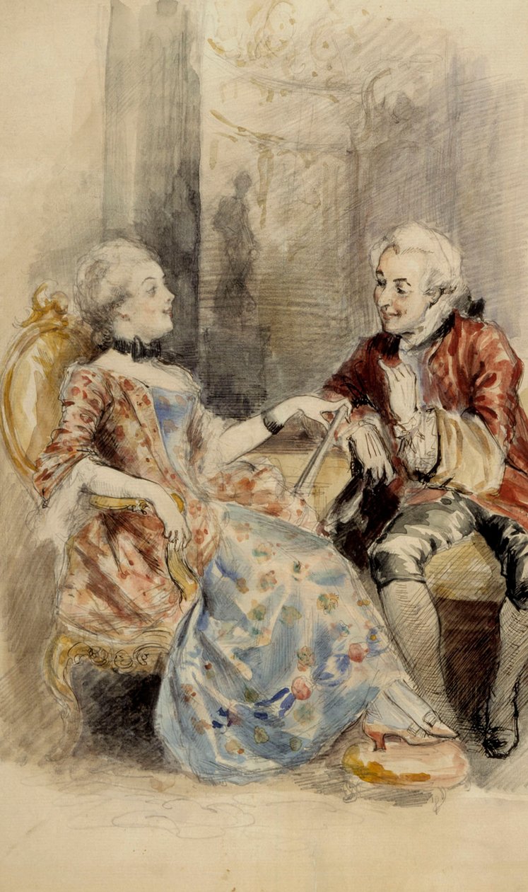 Casal em conversa, traje rococó de Albert Edelfelt