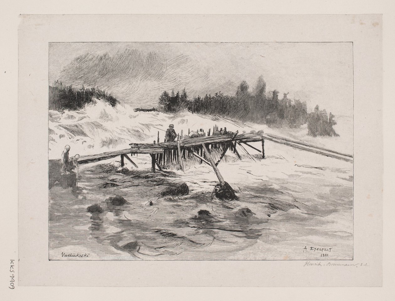 Uma cachoeira. esquis Vallinko de Albert Gustaf Aristides Edelfelt