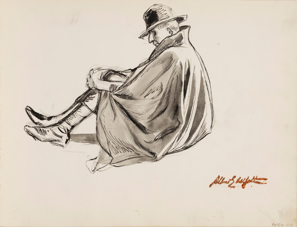 Homem sentado com uma capa de Albert Edelfelt
