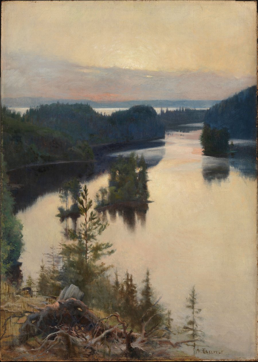 A Crista de Kaukola ao pôr-do-sol de Albert Edelfelt