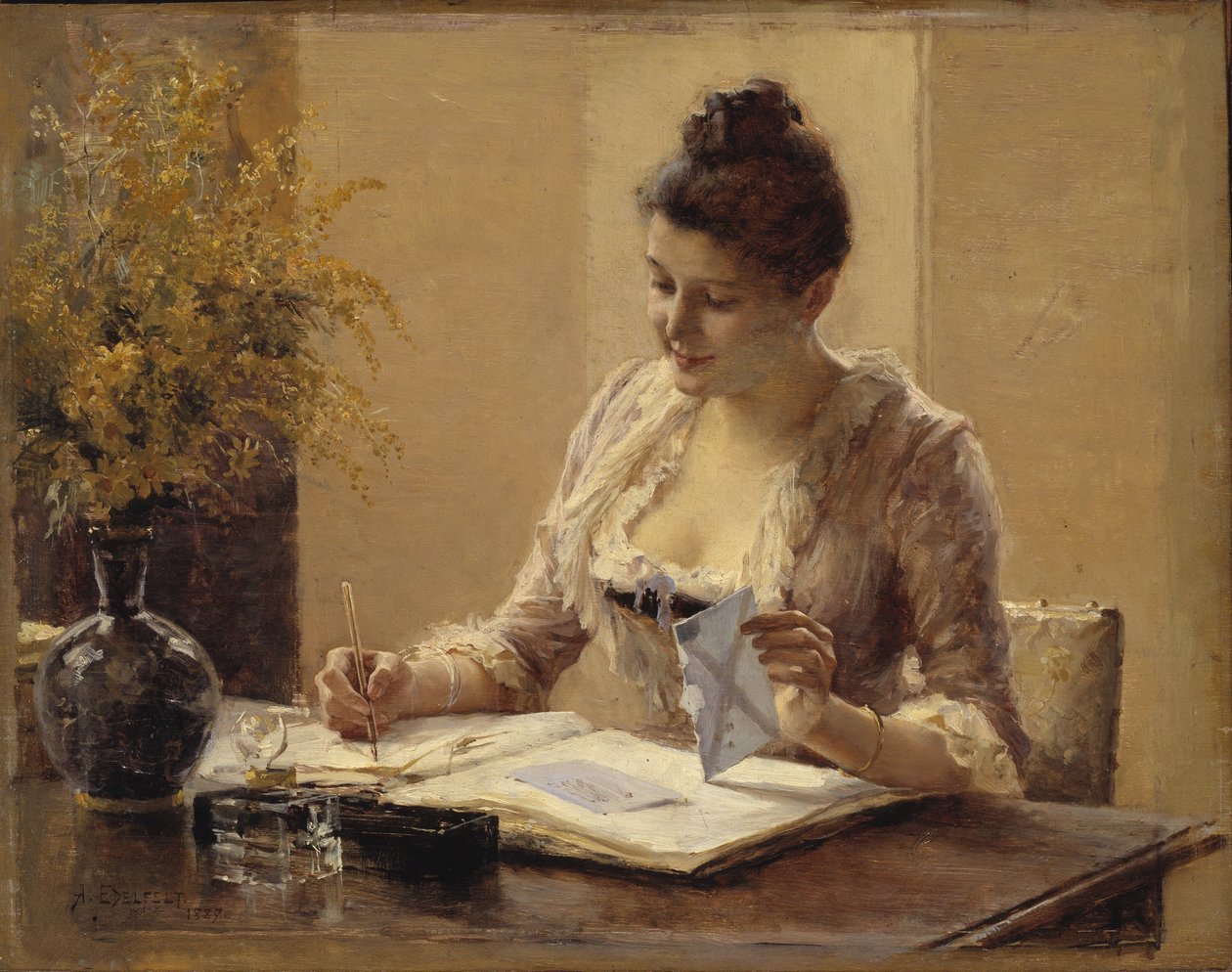 Senhora a escrever uma carta de Albert Edelfelt