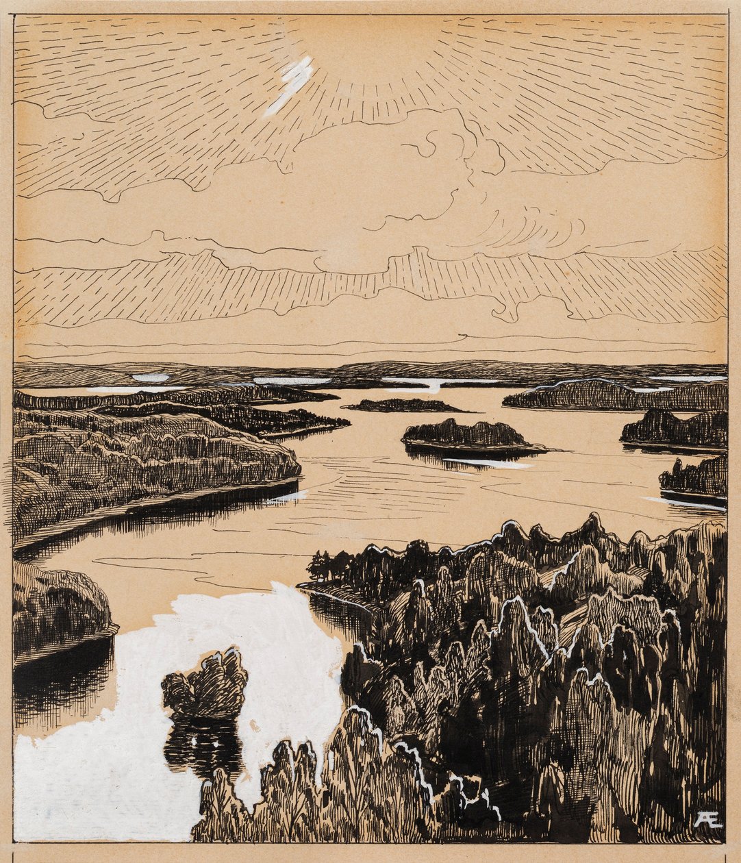Lago Saimaa do poema O cinco de julho de Albert Edelfelt