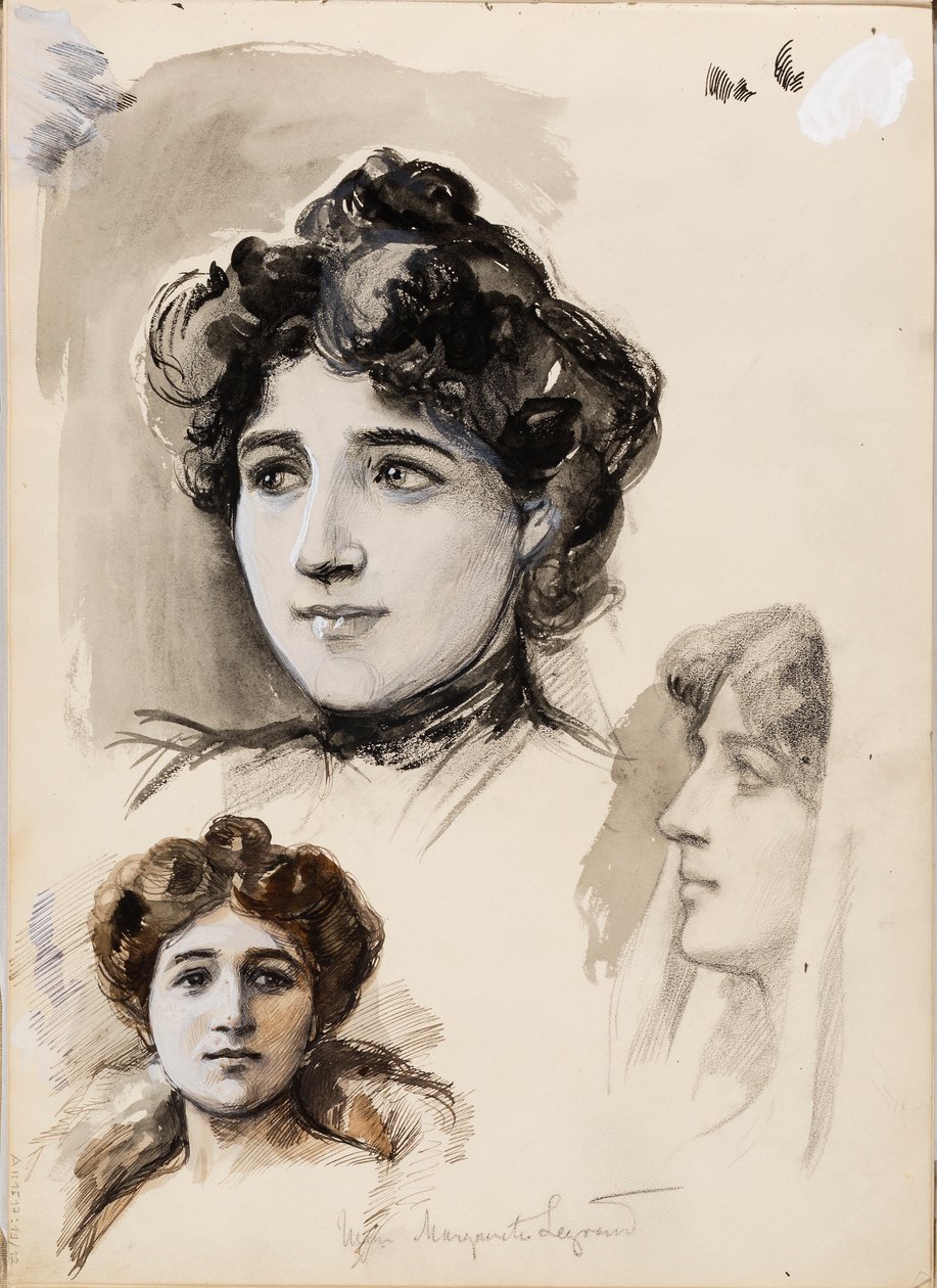Mme Marguerite Legrand, esboços de Albert Edelfelt