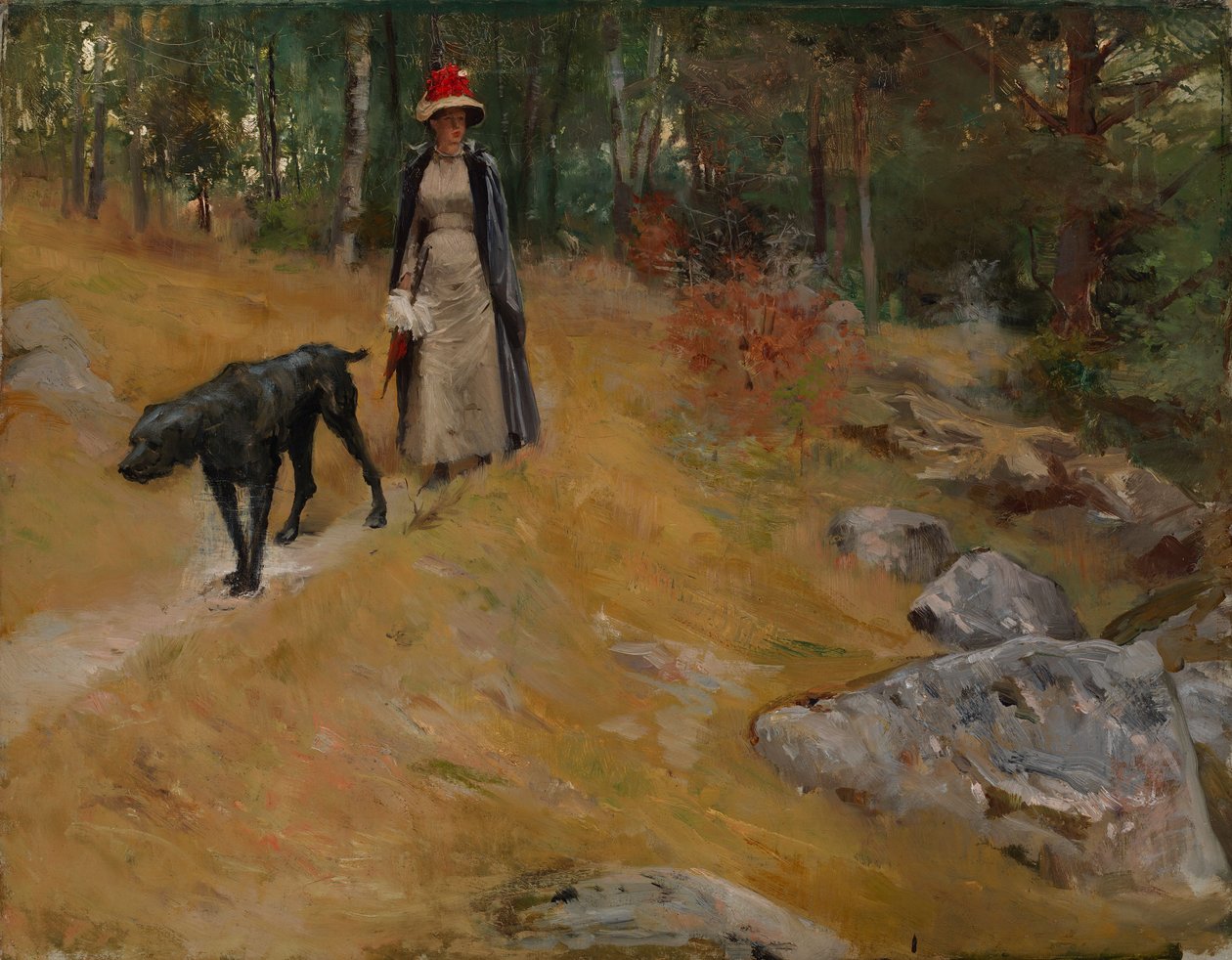 Na margem (Annie Edelfelt com um cão) de Albert Edelfelt