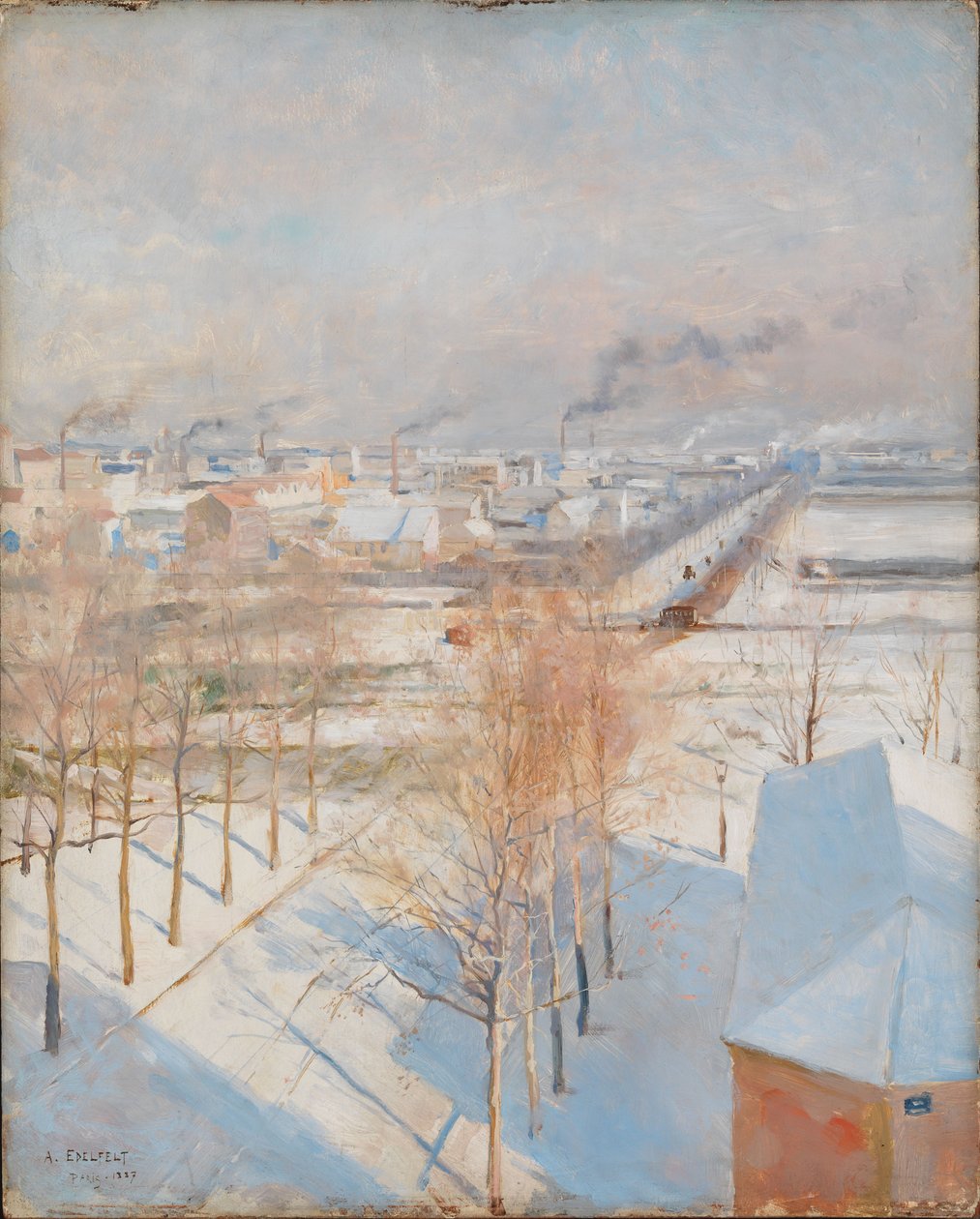 Paris na neve de Albert Edelfelt