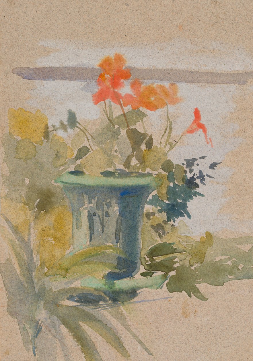 Pelargónios no terraço de Albert Edelfelt