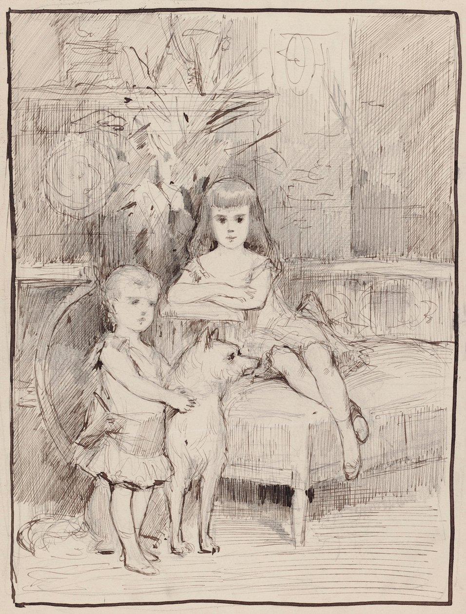 Estudo de retrato de Michael e Xenia, filhos do czar Alexandre III de Albert Edelfelt