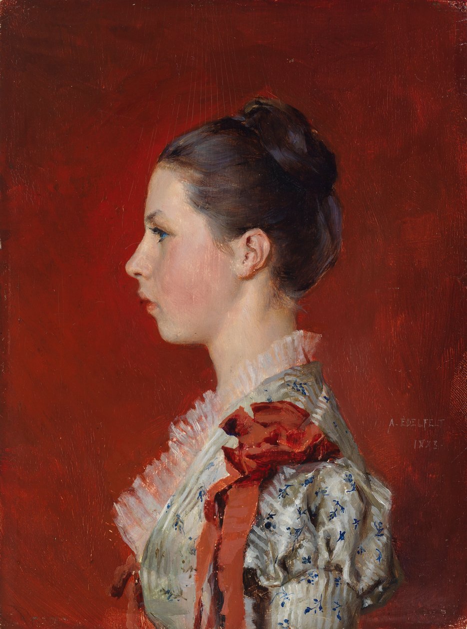 Retrato da irmã do artista, Annie Edelfelt de Albert Edelfelt