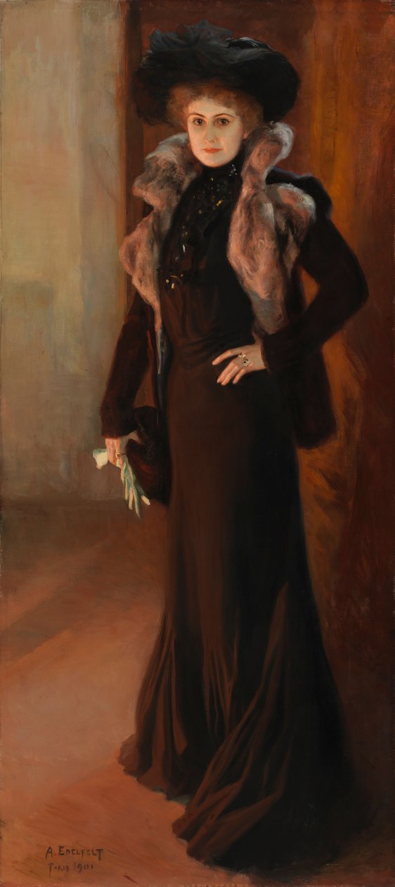 Retrato da cantora de ópera Aino Ackté; Retrato da cantora Aino Ackté de Albert Edelfelt