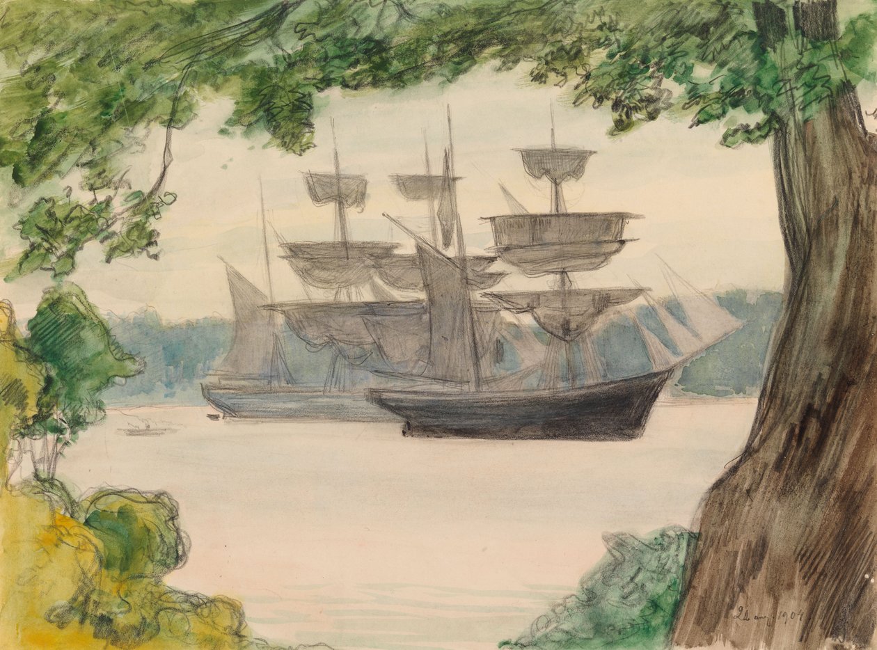 Barcos à vela numa paisagem de Albert Edelfelt
