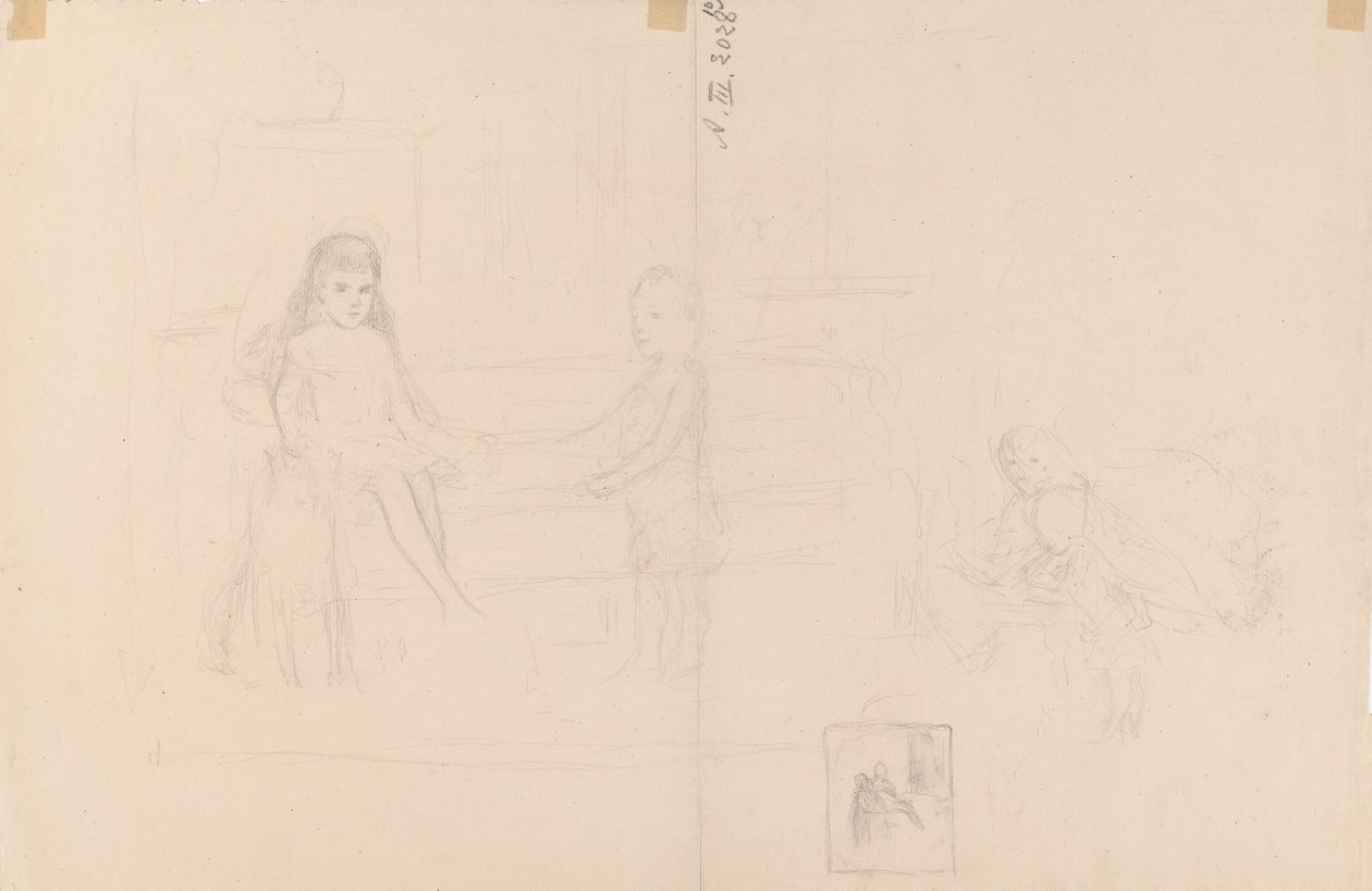 Esboço de Michael e Xenia, filhos do czar Alexandre III de Albert Edelfelt
