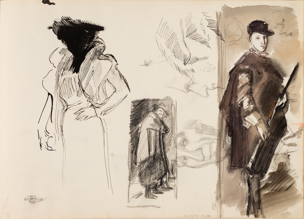 Esboços, Menippus e o Cardeal-Infante Fernando de Áustria, em traje de caça, segundo Diego Velázquez e um esboço para Retrato da cantora de ópera Aino Ackté de Albert Edelfelt
