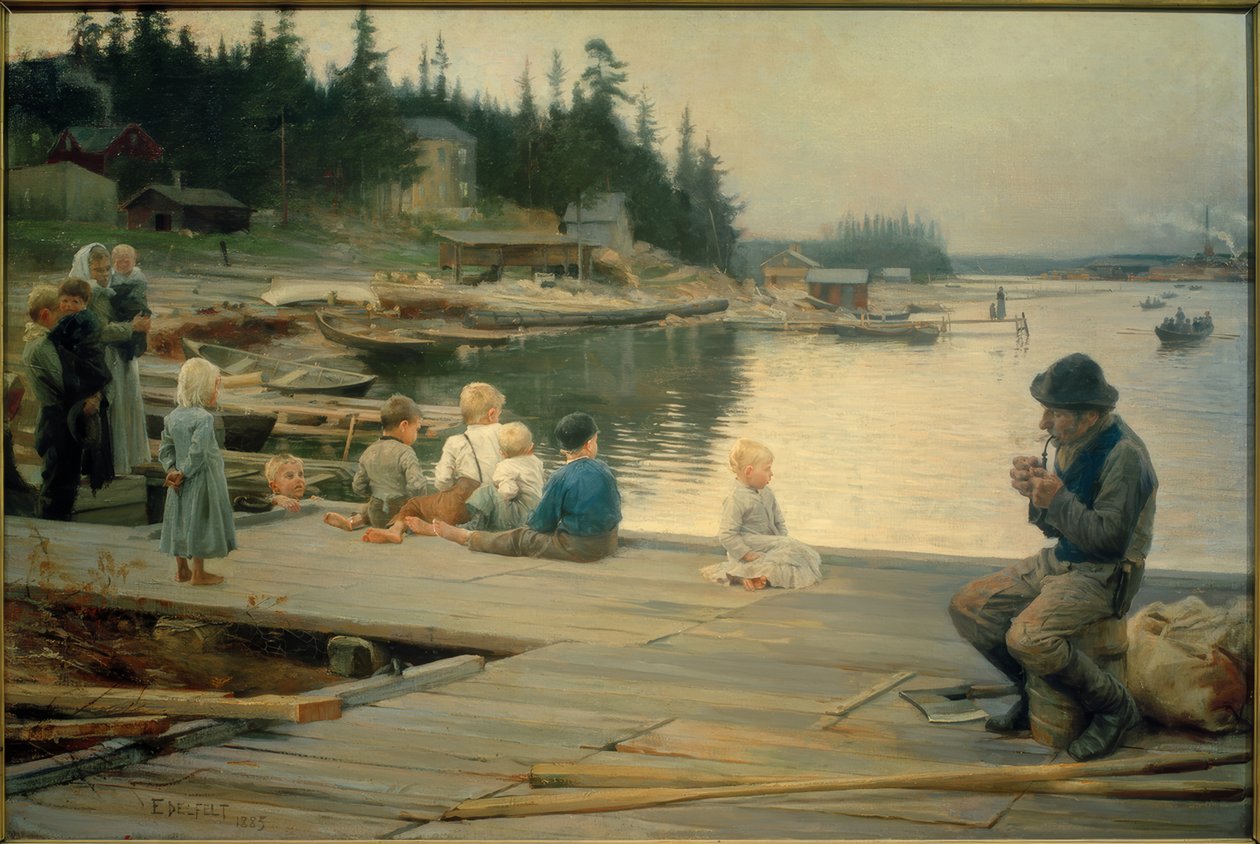 Noite de verão no estaleiro Hammars de Albert Gustaf Aristides Edelfelt