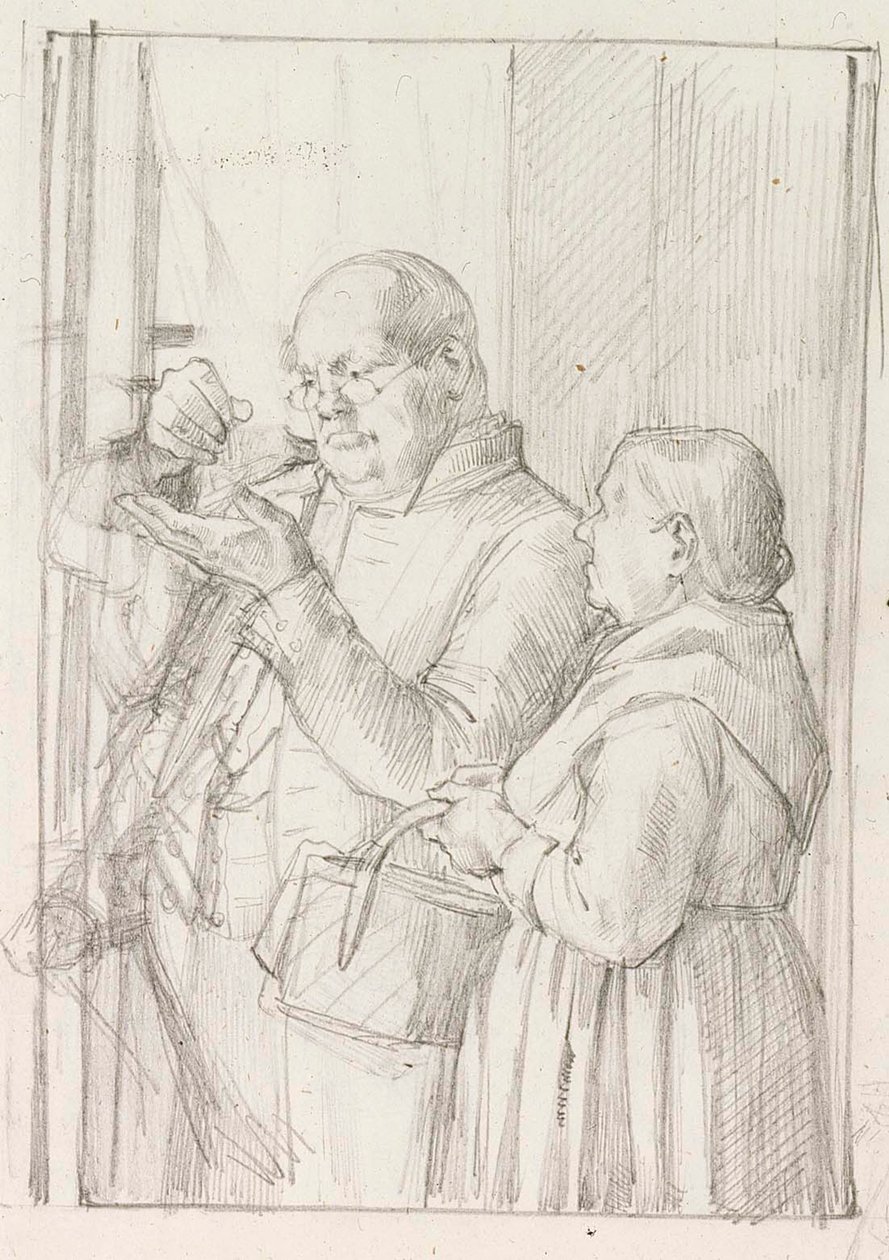 Estudo para a ilustração do pequeno génio de Albert Edelfelt