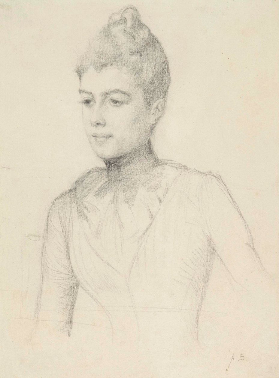 Esboço para o Retrato de Elisabeth Marti (nascida Grosjean); Busto de mulher de Albert Edelfelt