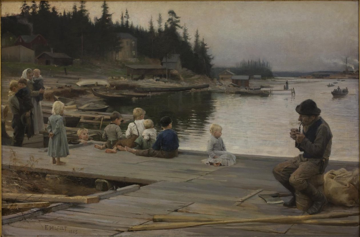 Noite de verão no estaleiro de reparos de Hammar de Albert Gustaf Aristides Edelfelt