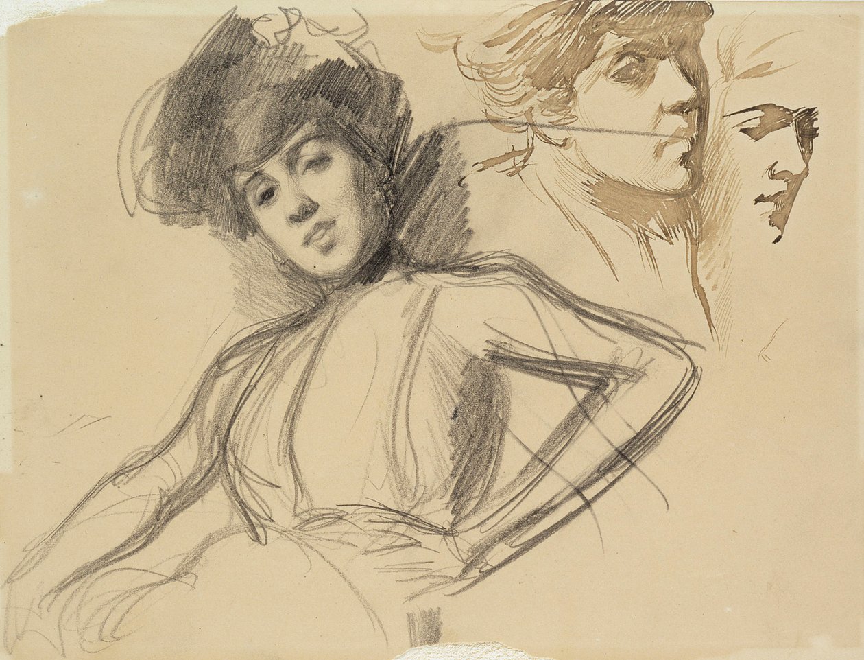 Três esboços para um retrato de Albert Edelfelt