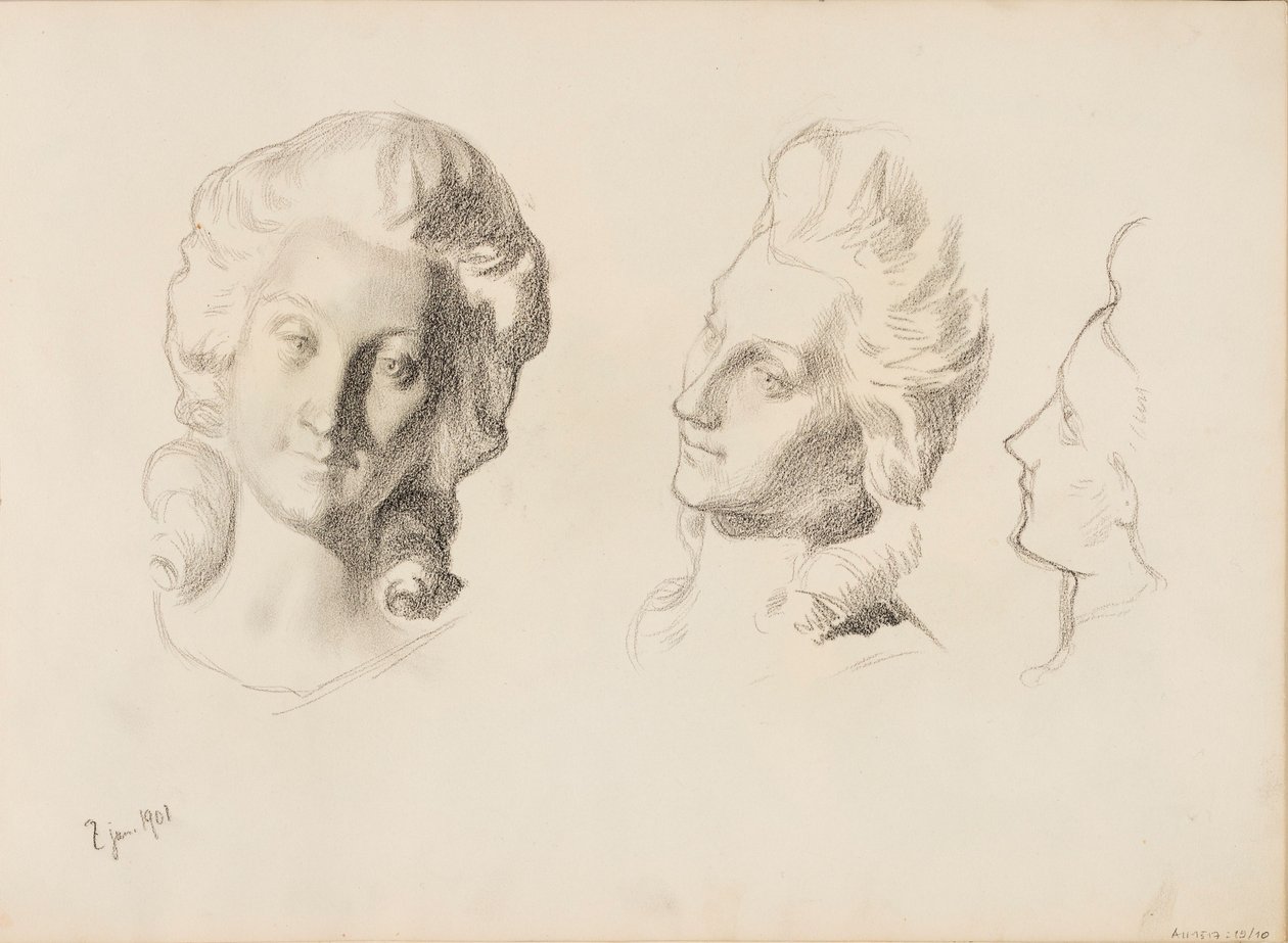 Máscaras, esboço / 1700s (Rokokoo), esboço de Albert Edelfelt