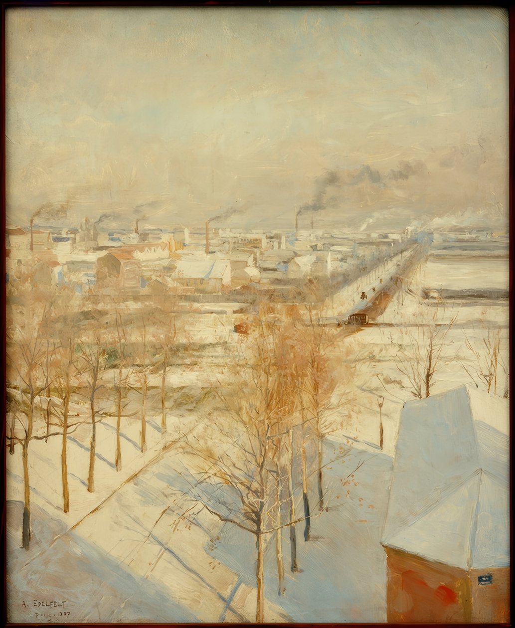 Paris nevado de Albert Gustaf Aristides Edelfelt