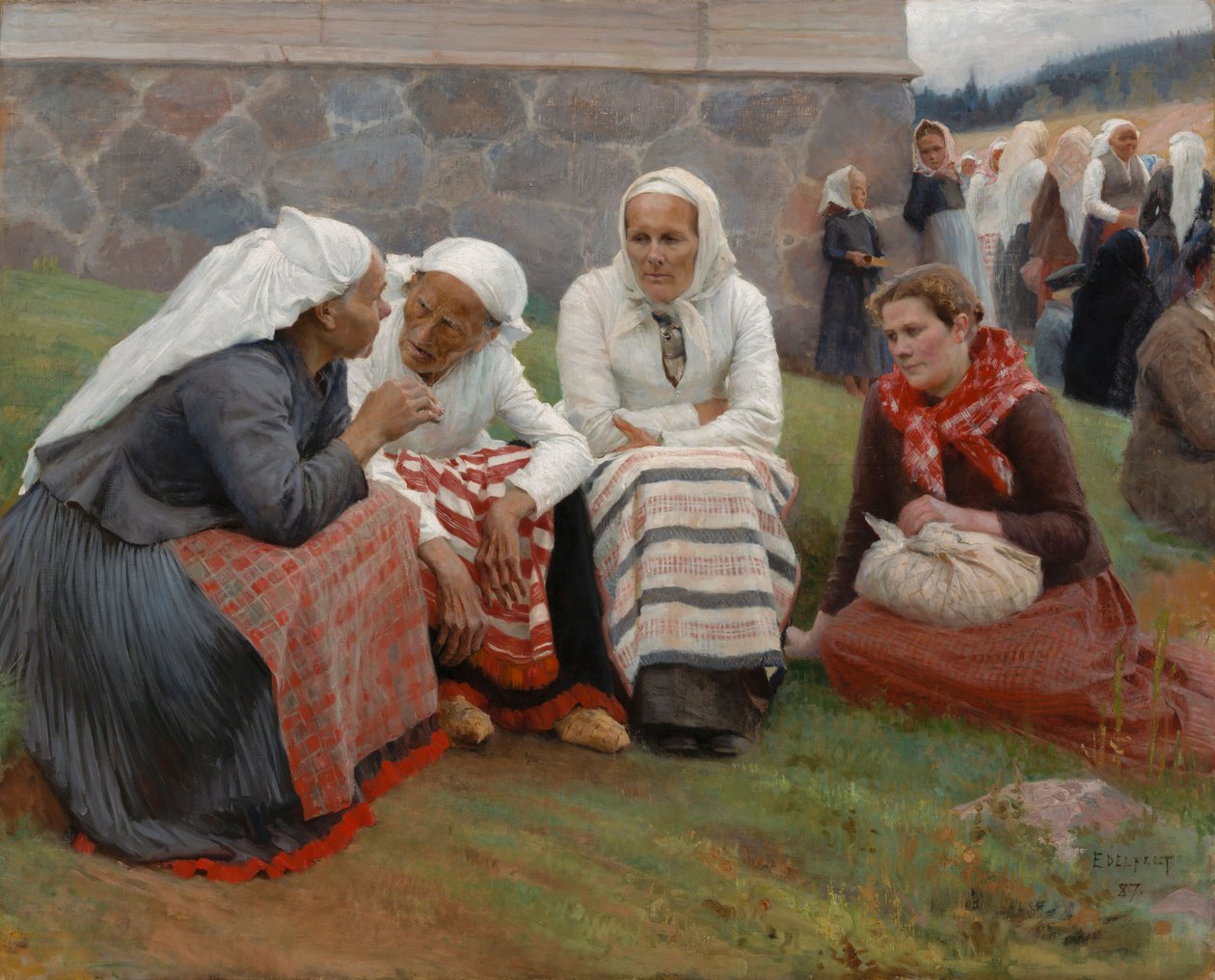 Mulheres de Ruokolahti na colina da igreja de Albert Edelfelt