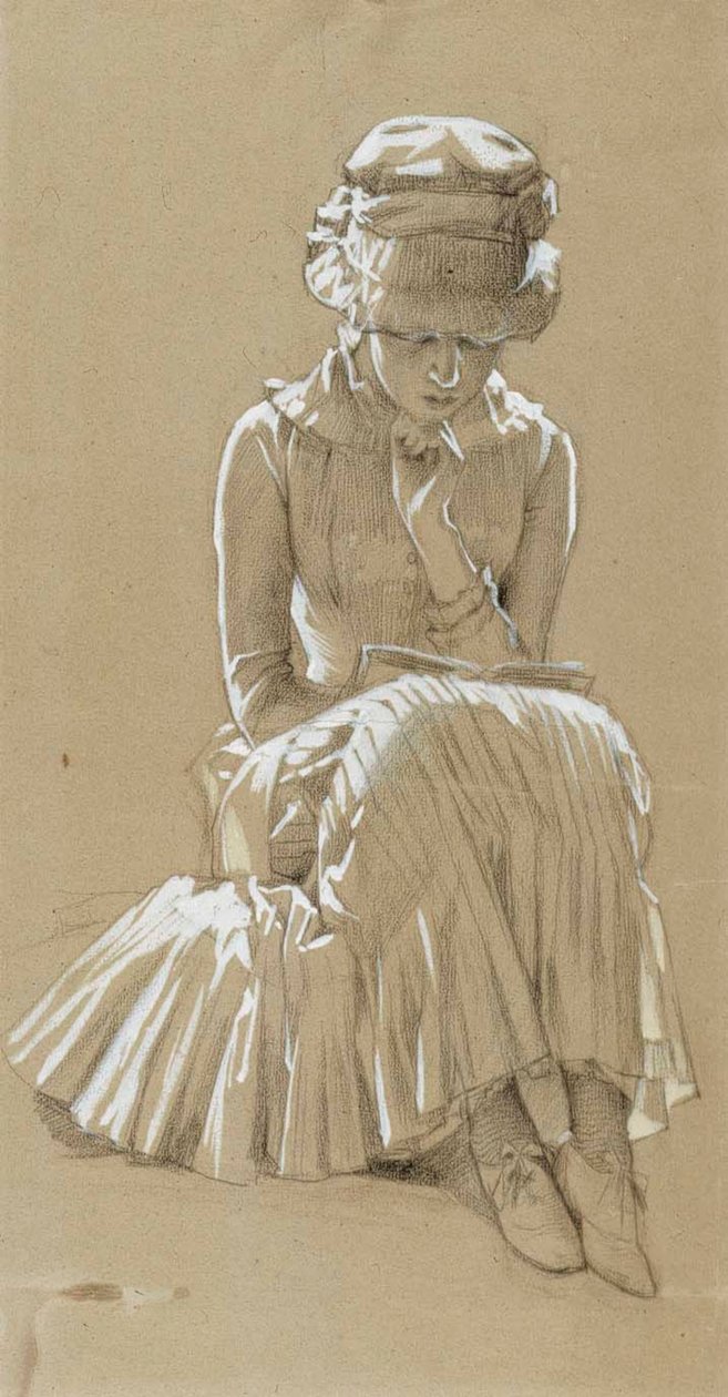 Menina Sentada, Esboço para «Sob as Bétulas» de Albert Edelfelt
