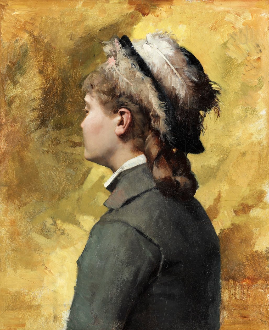 Mulher jovem de cinzento de Albert Gustaf Aristides Edelfelt