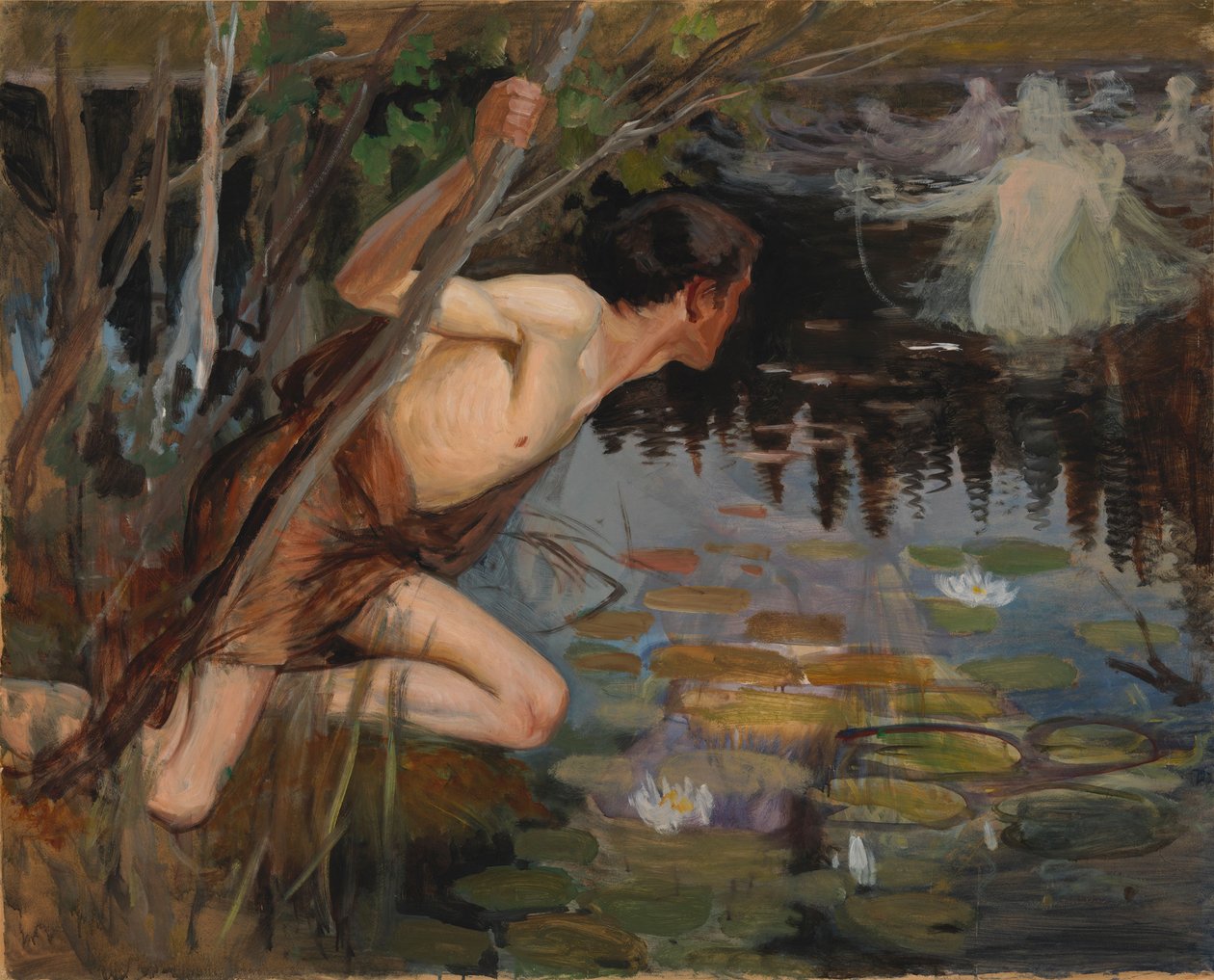 Juventude e uma sereia, esboço de Albert Edelfelt