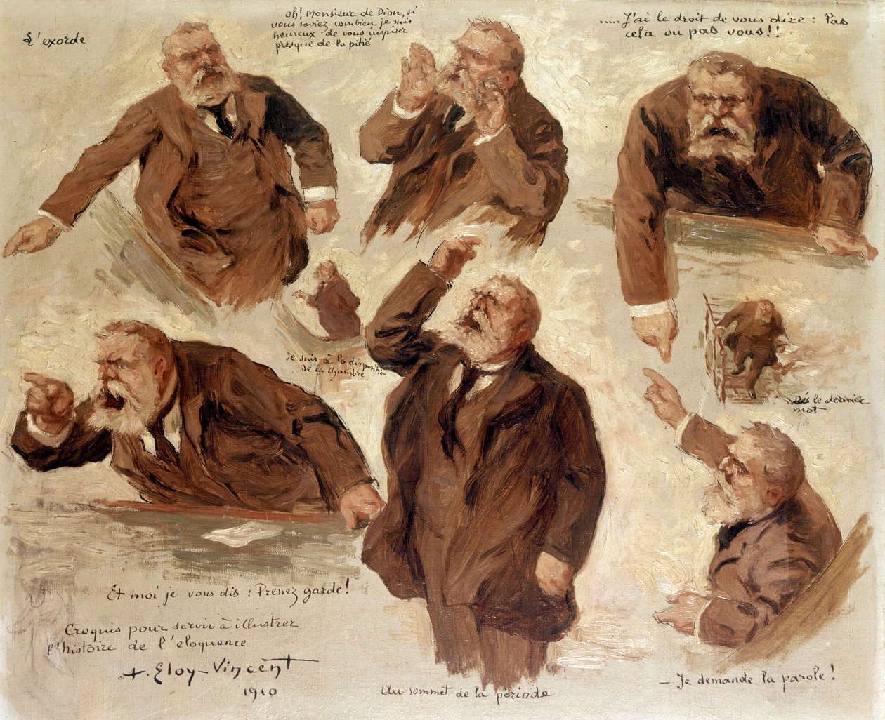 As diferentes expressões de Jean Jaures, 1910 de Albert Eloy Vincent