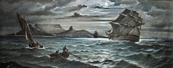 Moonlight, Capetown (aguarela com cor de corpo sobre papel) de Albert Ernest Markes
