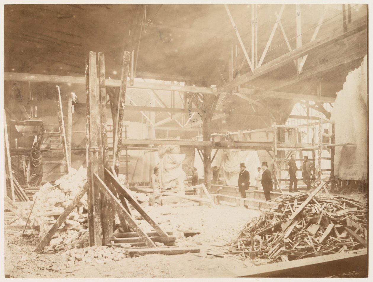 Oficina de Bartholdi, com modelos da Estátua da Liberdade ao fundo, Paris, 1883 de Albert Fernique