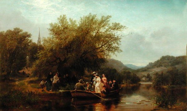 Dia da Vida, ou Três Vezes do Atravessar o Rio: Meio-dia, The Wedding Party, c.1865 (óleo sobre tela) de Albert Fitch Bellows