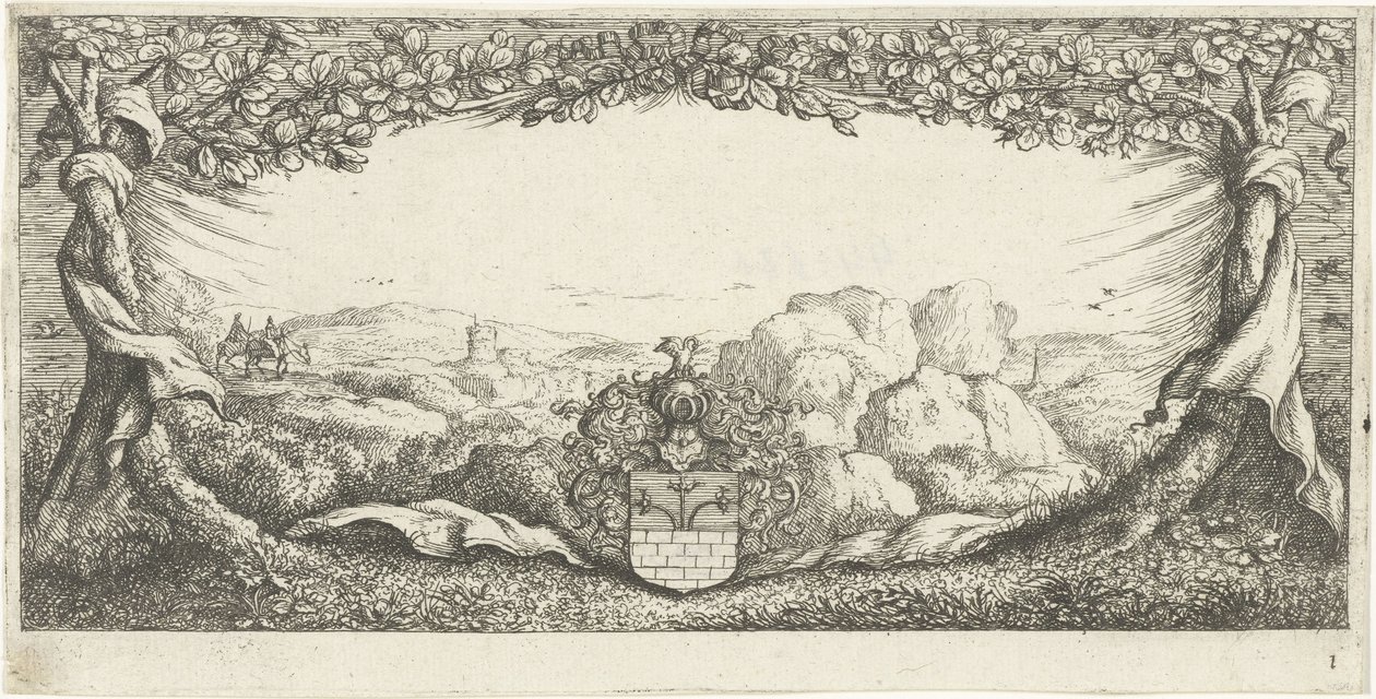 Cartouche com paisagem de Albert Flamen