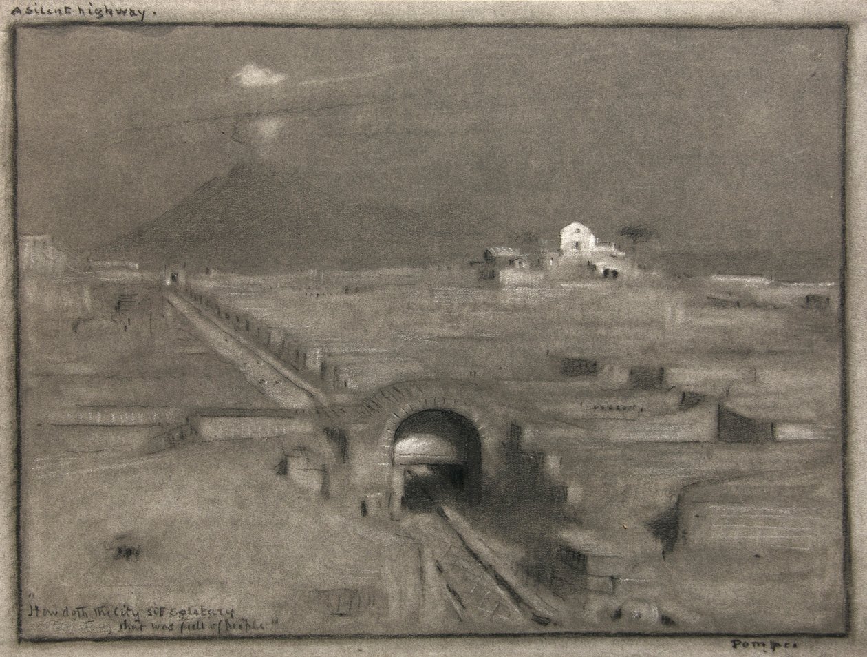 Uma estrada silenciosa, Pompeia, c.1904 (aguarela) de Albert Goodwin