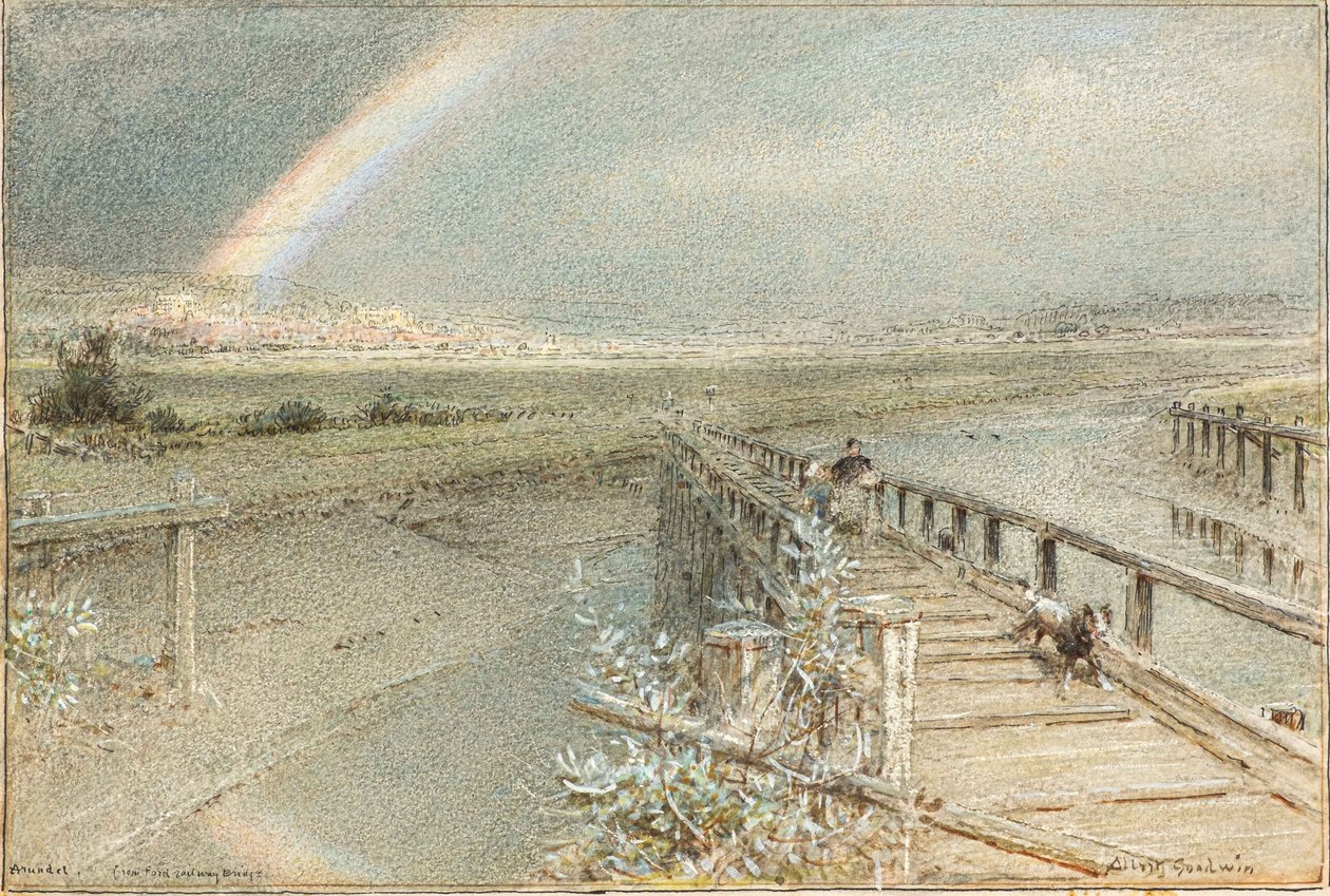 Arundel a partir da ponte ferroviária de Ford (aguarela) de Albert Goodwin