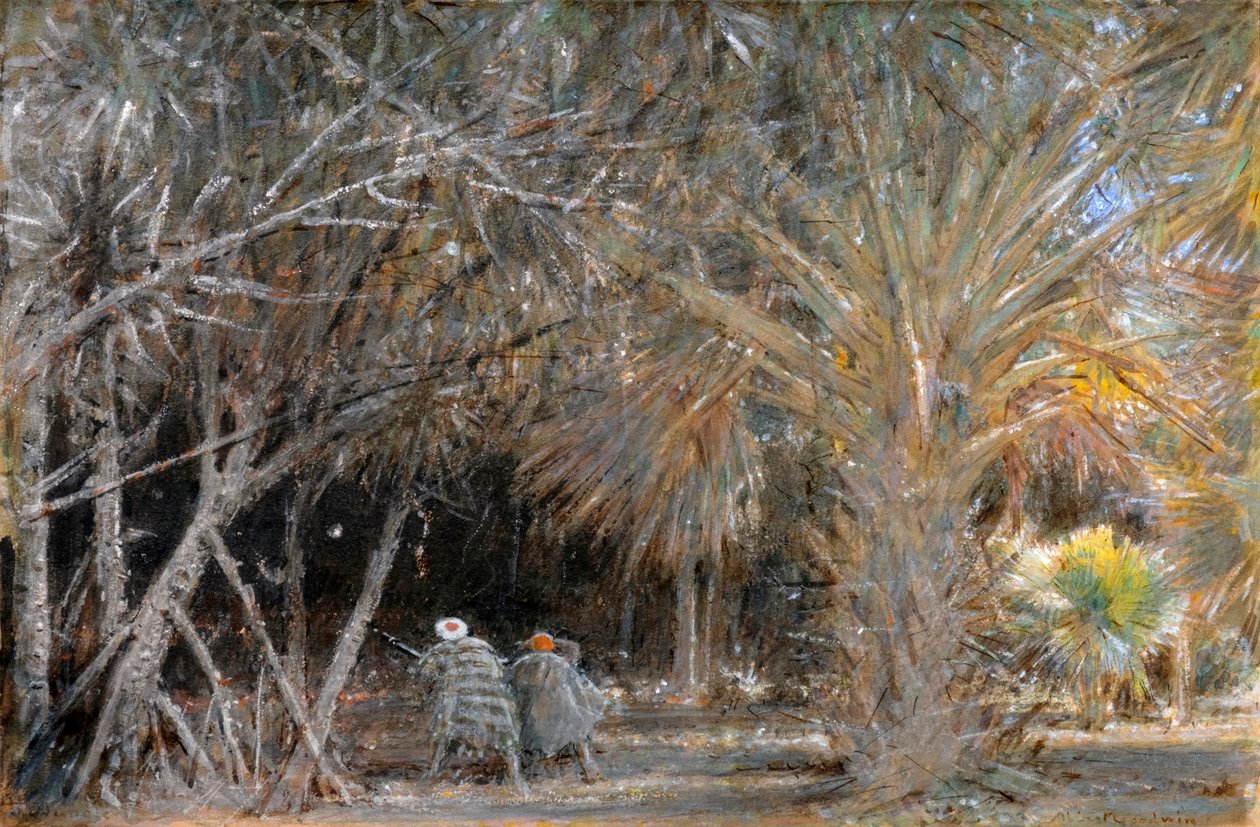 Selva, Os Exploradores (aguarela e corpete) de Albert Goodwin