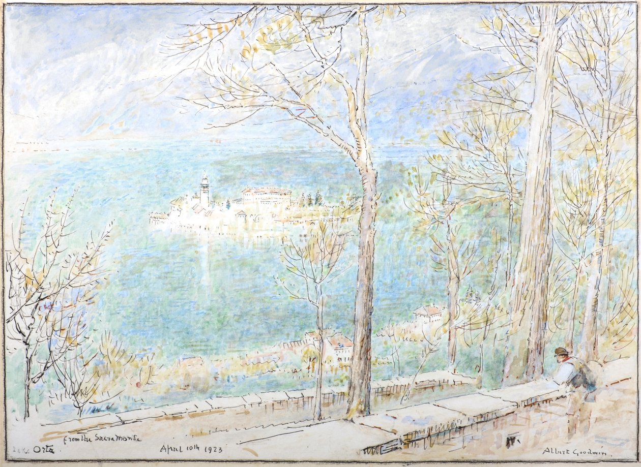 Lago Orta a partir do Sacremonte de Albert Goodwin
