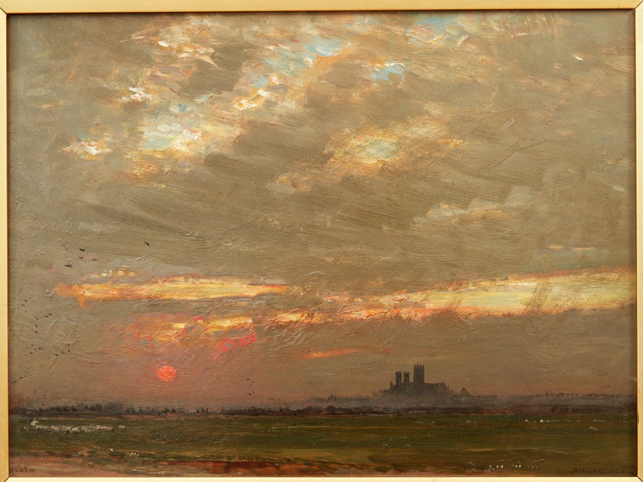 Catedral de Lincoln ao pôr do sol, 1912 de Albert Goodwin