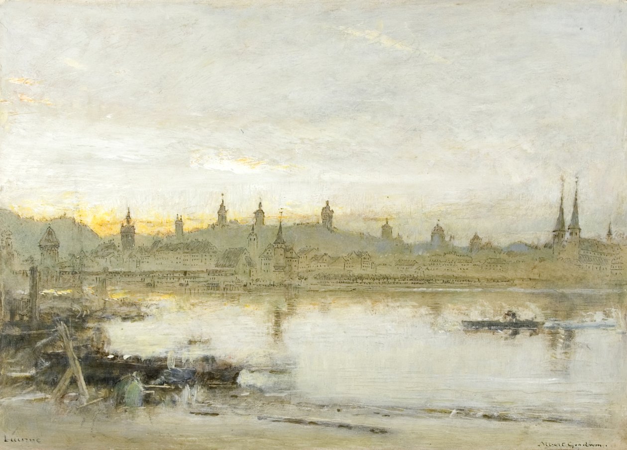 Lucerna (óleo, caneta e tinta sobre papel) de Albert Goodwin