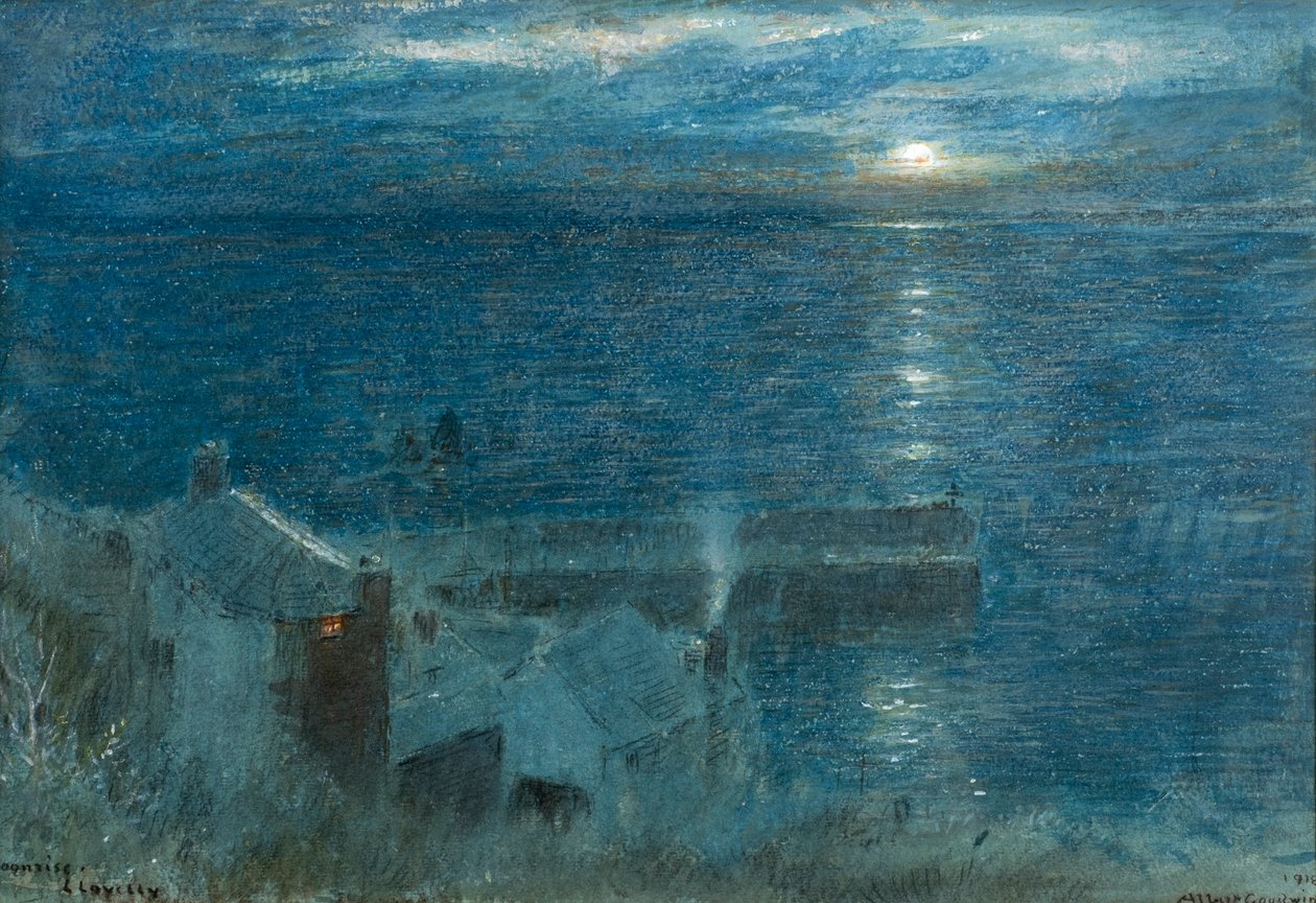 Nascer da lua em Clovelly de Albert Goodwin