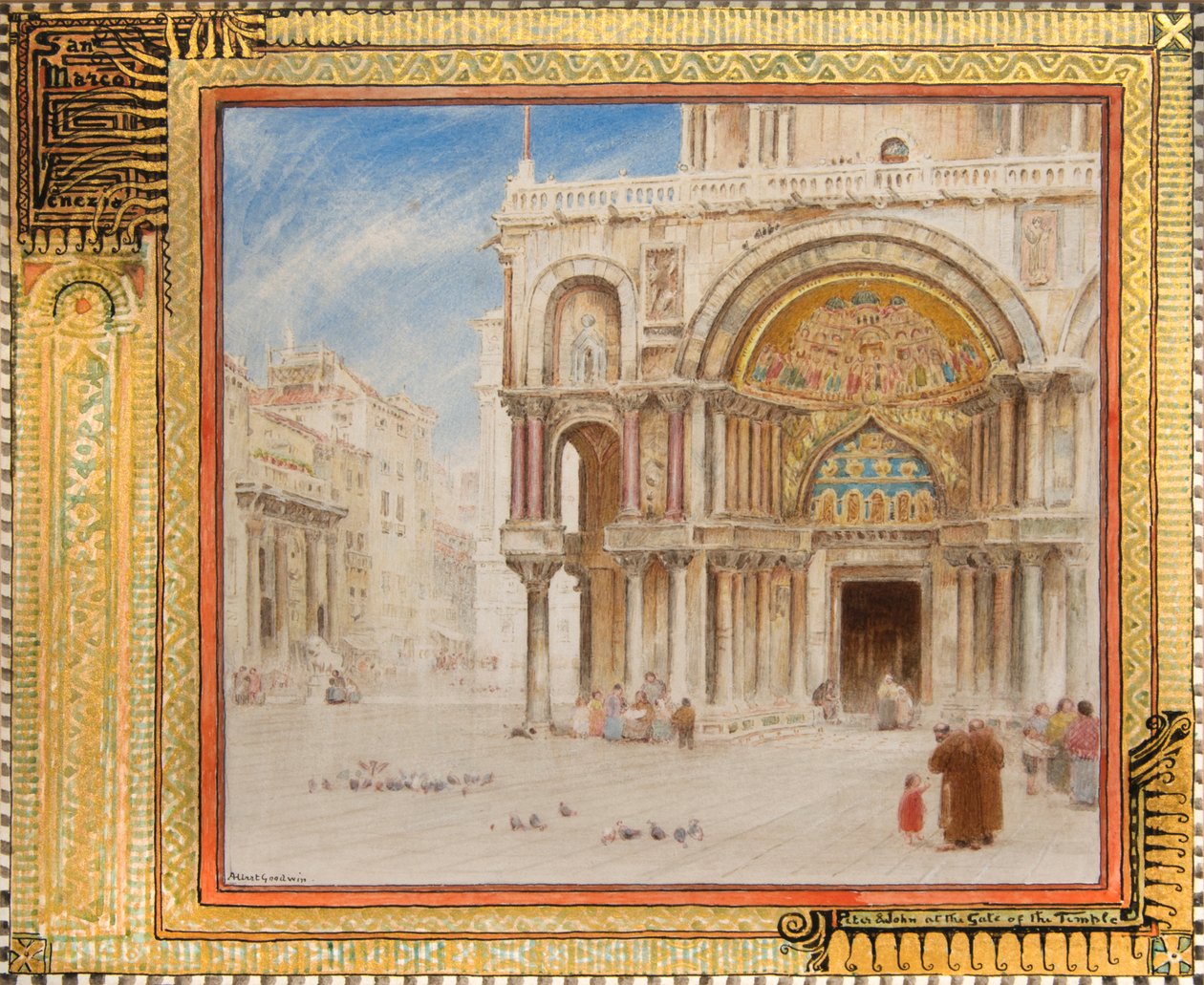 Pedro e João na Porta do Templo, São Marcos, Veneza, c.1872 (aguarela) de Albert Goodwin
