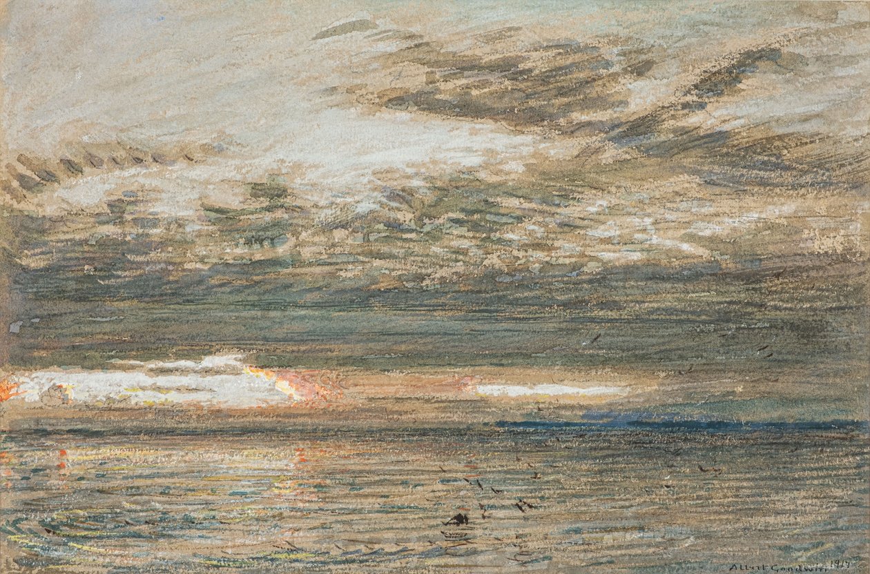 Pôr do sol sobre o mar de Albert Goodwin