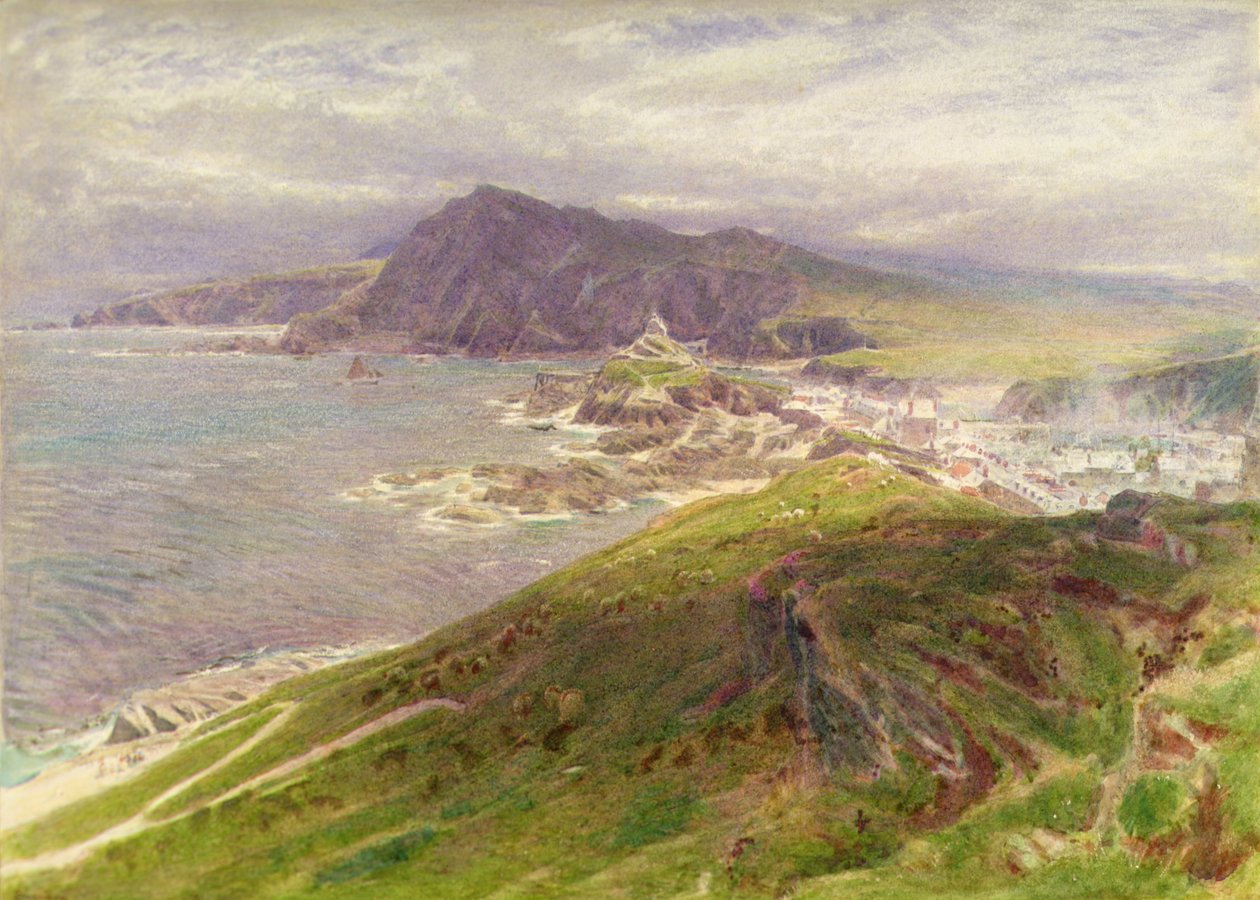 A Costa em Ilfracombe, North Devon (lápis e aquarela) de Albert Goodwin