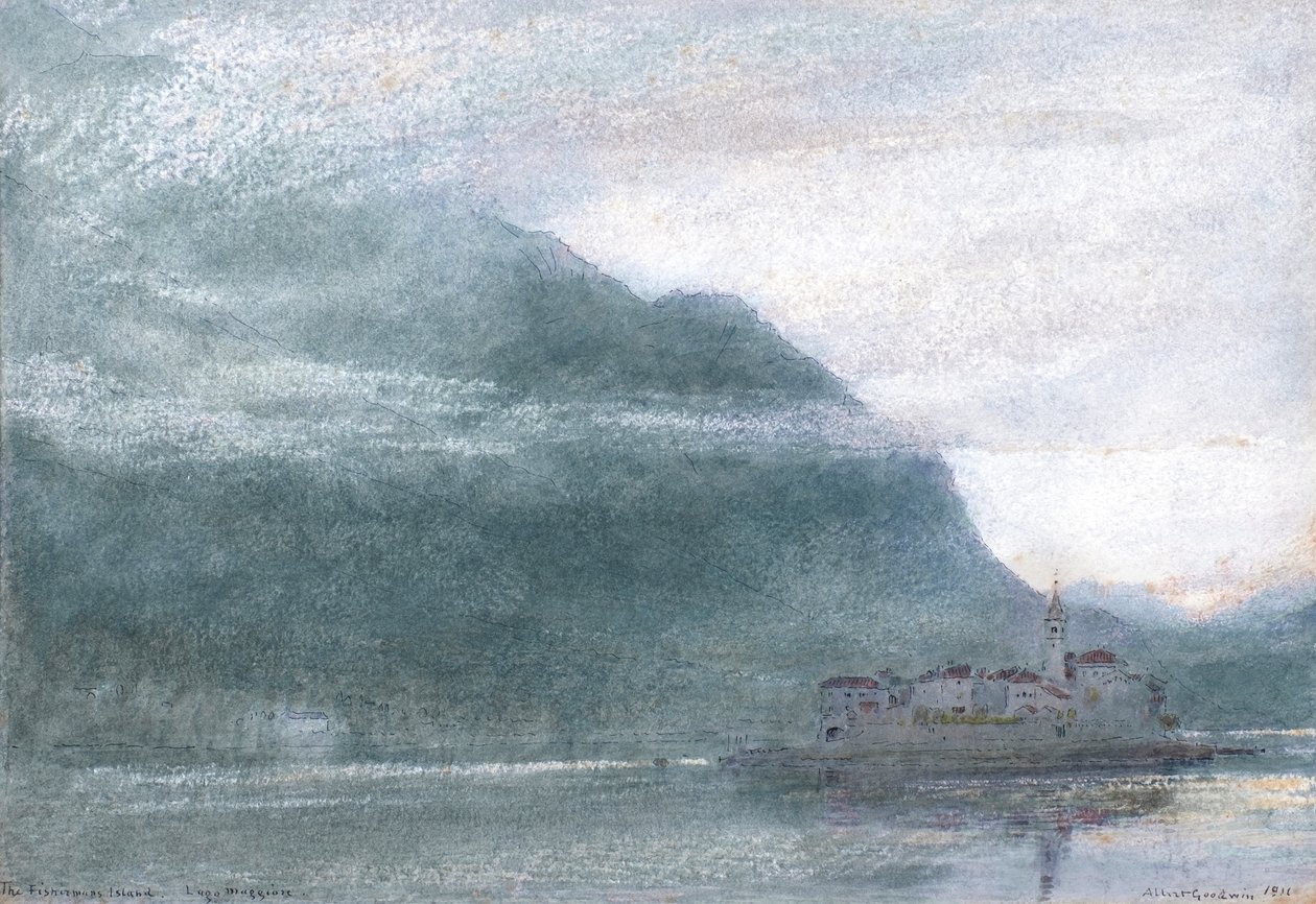 A ilha dos pescadores. Lago Maggiore de Albert Goodwin