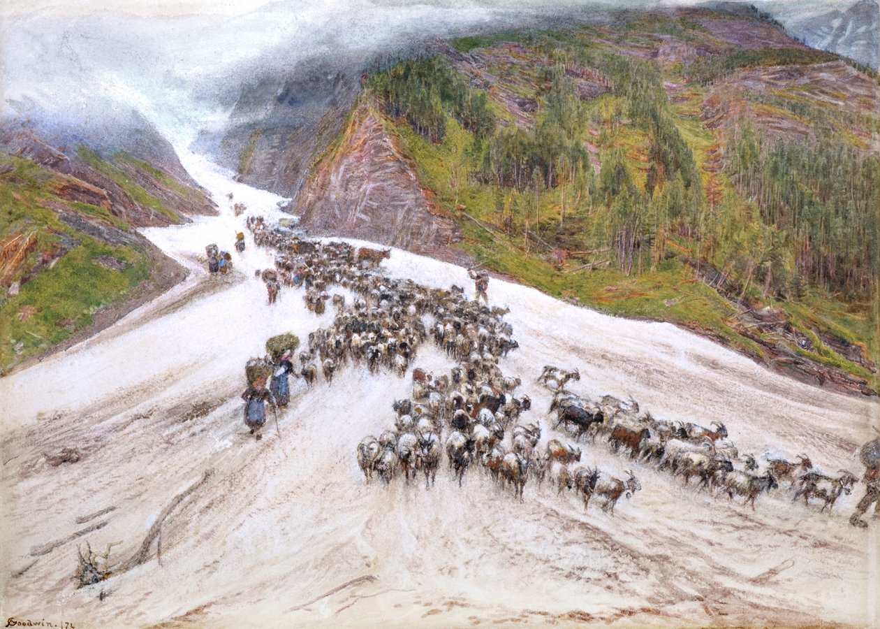 O Cabra-Herd nos Alpes suíços de Albert Goodwin